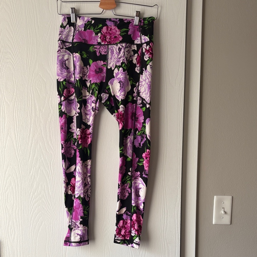 Victoria's Secret Floral Leggings - Purple and Black